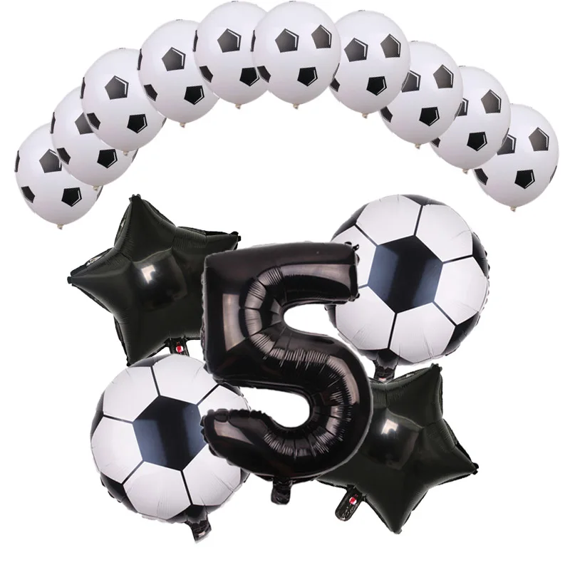 15 шт 18-дюймовые футбольные шары из фольги белые и зеленые латексные украшения для