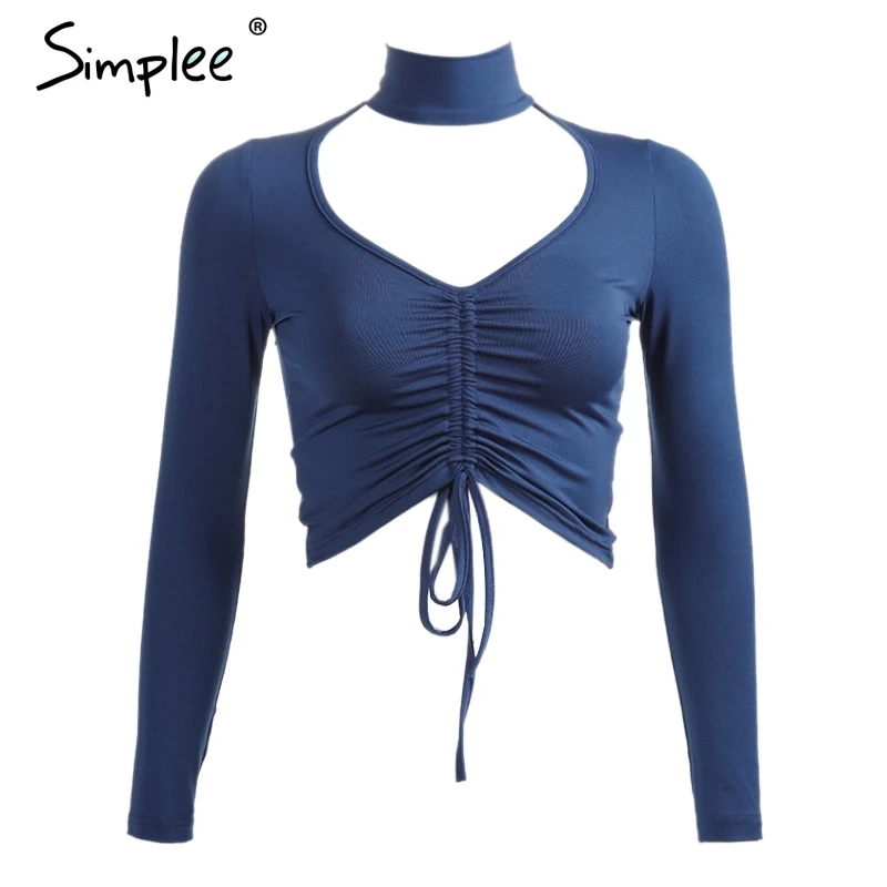 Женская рубашка Simplee с длинными рукавами привлекательный укороченный топ на