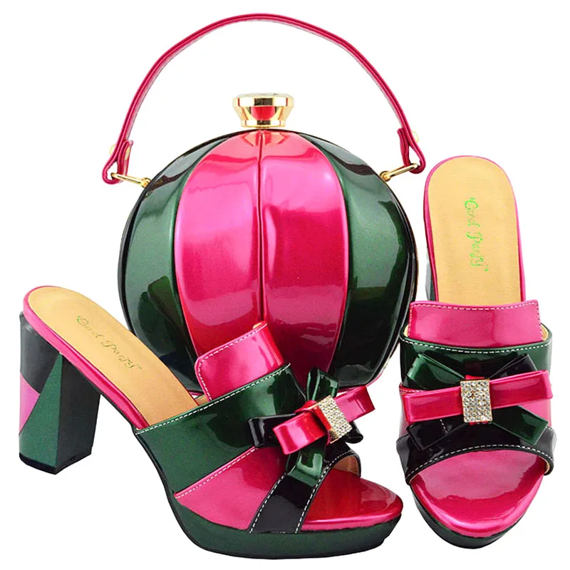 Lastest Fashion Italian Design Women Wedding Pumps with Purse Hot Sale Party Ladies Shoes and Bag Set in Teal Orange Color | Обувь