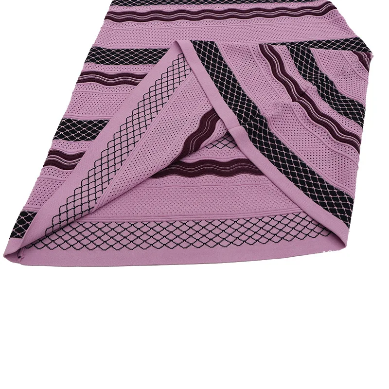 

Micosoni High-End Quality 2020 Summer Italianate Women's Temperament Hollow Wave Striped Slim-Fit Short Sleeve Dress Purple