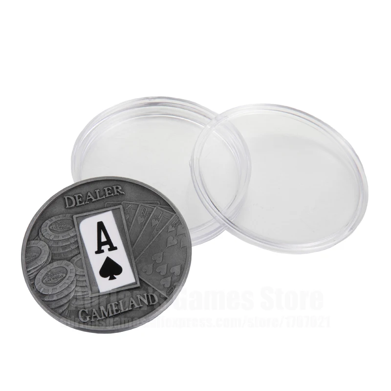 Металлический Дилер Кнопка ACE покер аксессуар карты пресс|Покерные фишки | |