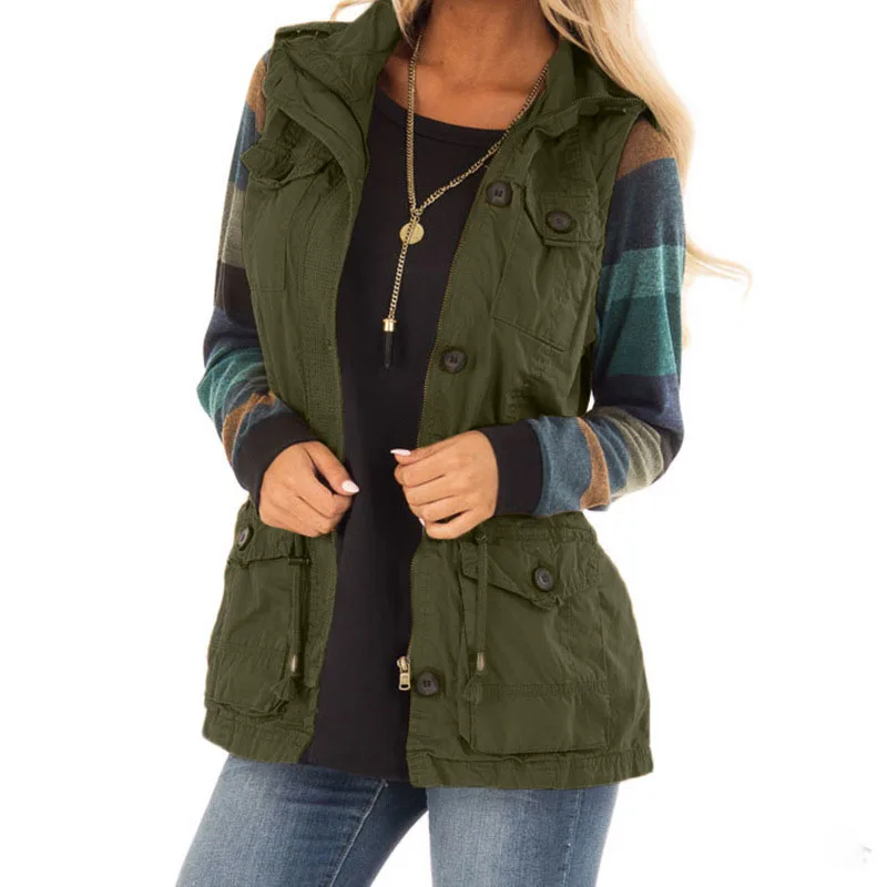 Осенняя теплая винтажная однотонная приталенная куртка без рукавов жилеты для