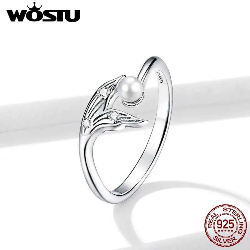 Женское кольцо с хвостом русалки из серебра 925 пробы пресноводным жемчугом |