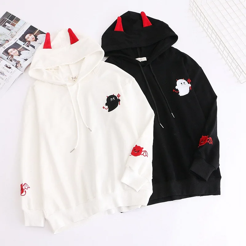 Толстовки с капюшоном в стиле Харадзюку готические толстовки для девочек