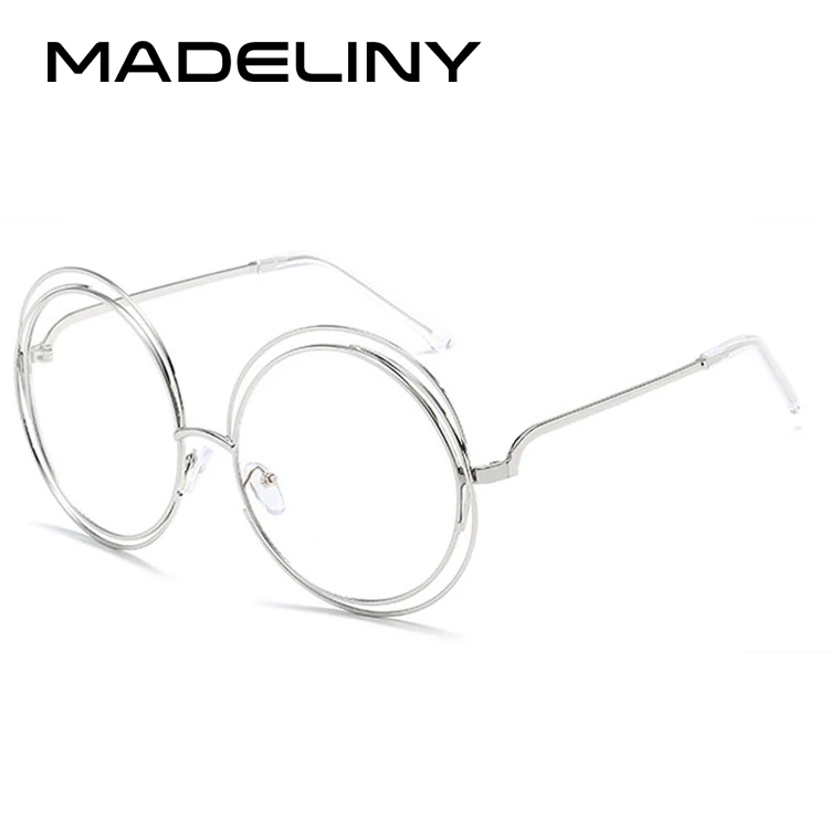 C15 Silver Clear MADELINY, модные круглые солнцезащитные очки в проволочной оправе для женщин, новинка, винтажные градиентные солнцезащитные очки, унисекс, брендовые дизайнерские очки MA164 - Цвет линз: C15 Silver Clear
