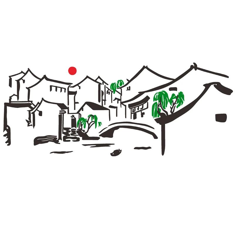 

WS148 Hotel wall decoration acrylic wall painting 3D background wall layout of Chinese fengke restaurant in Jiangnan Water Town