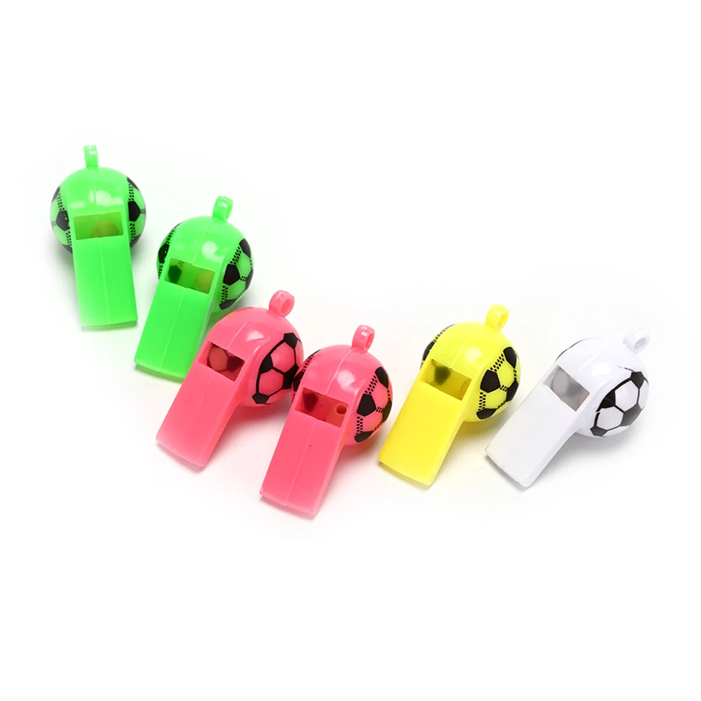 

6pcs/lot Plastic soccer football whistle cheerleading toys whistles toys with ropes Survival Outdoor Accessories 3.3*5cm