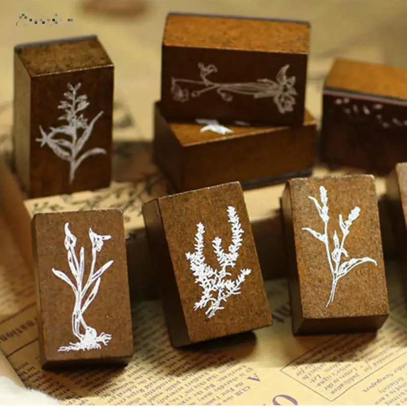 9 шт./компл. винтажное зеленое речное украшение из травы штамп деревянные