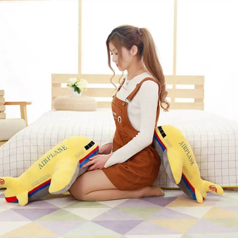 

40cm Cartoon Airplane Shaped Plush Throw Pillow Adorable Doll Kids Plush Doll Yellow
