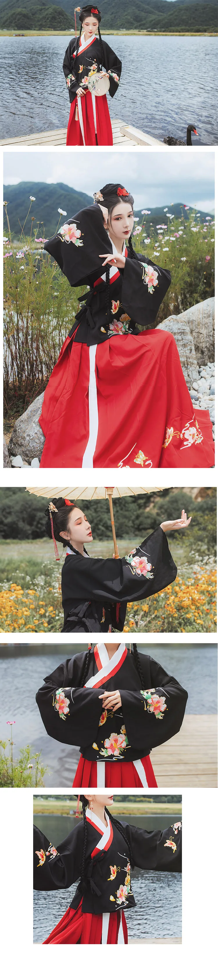 Традиционный китайский Hanfu для женщин тонкая вышивка топы Юбки династии Тан Цин представление одежда Народный танцевальный костюм DN4125