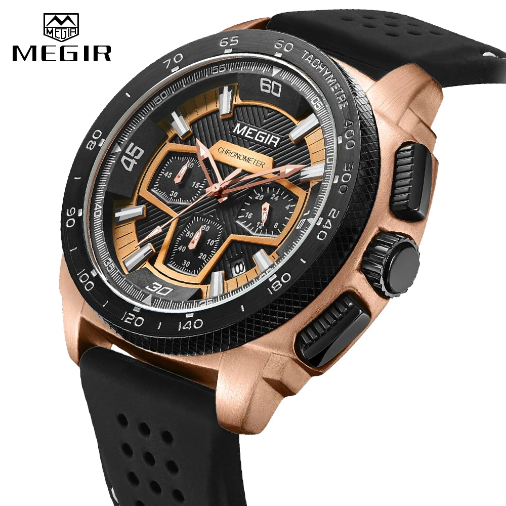 

MEGIR Fashion Men's Watches Top Brand Luxury Clocks Big Dial Military Quartz Watch Men Waterproof Sport Chronograph Wristwatches