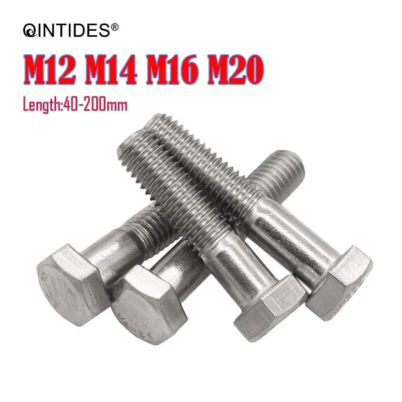 Болты с шестигранной головкой QINTIDES M12 M14 M16 M20 частично резьбовые винты из