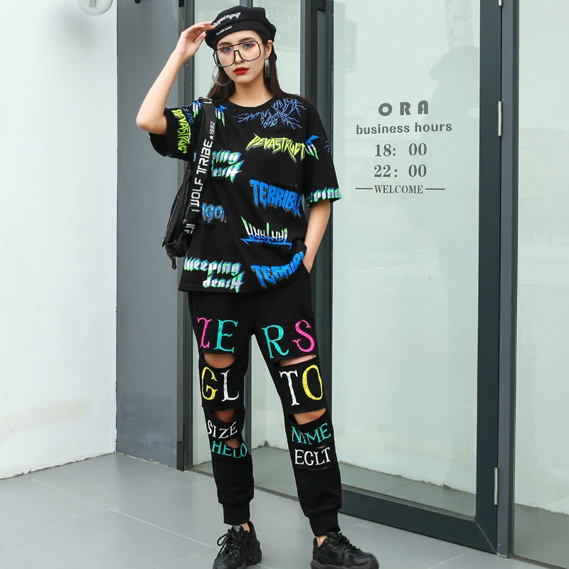 Спортивный Повседневный костюм женский весенне летний бренд с коротким рукавом