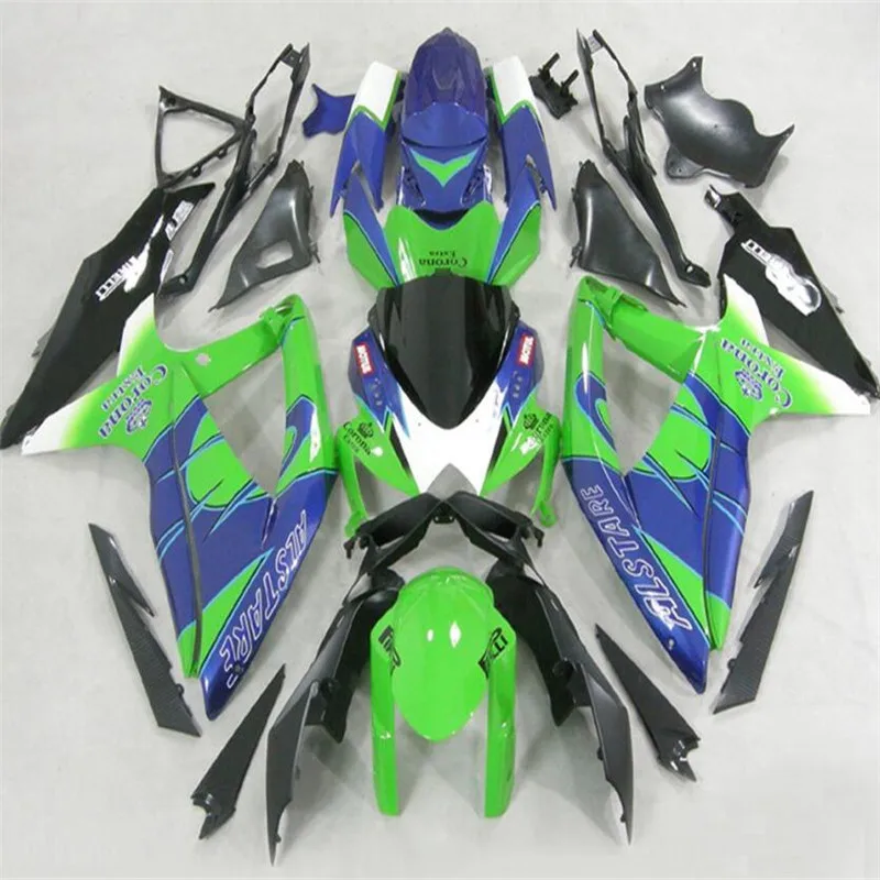 Новый Обтекатели для 2008 2009 2010 SUZUKI GSXR 600 750 K8 08 09 10 зеленый горошек белые серые