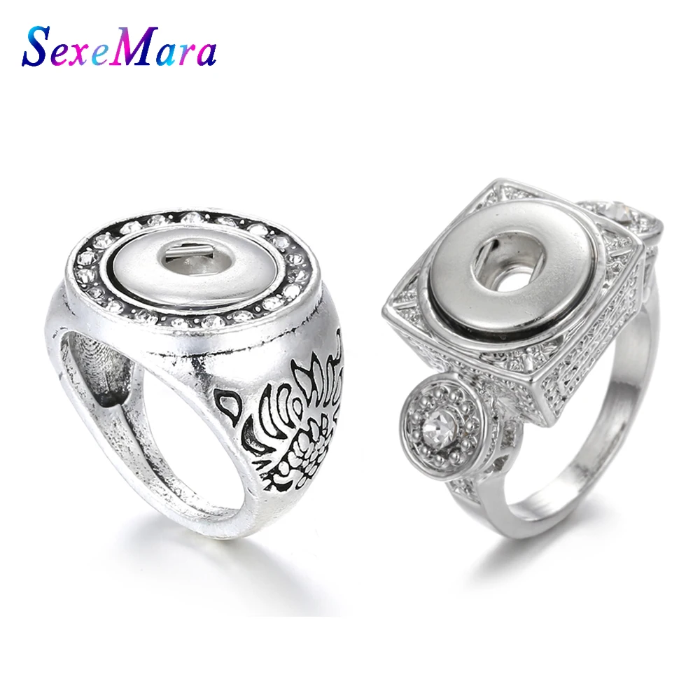 Новинка 12 мм кольцо с кнопками ювелирные изделия Стразы Мини Серебряный цвет для