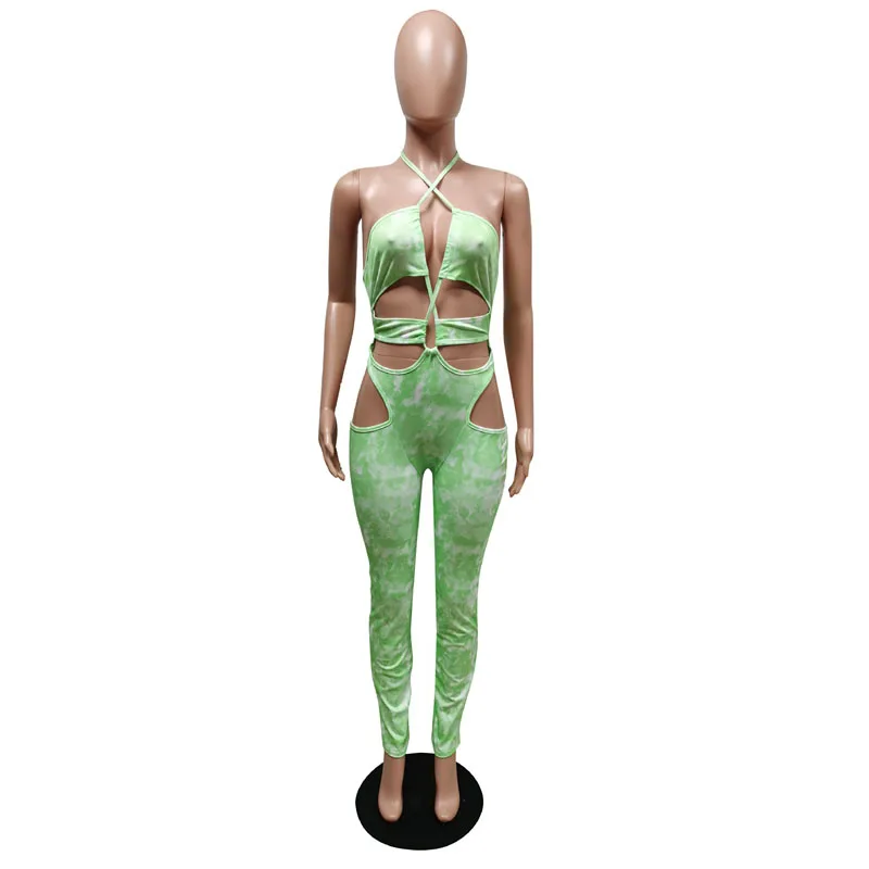 

Summer Clothing Sexy Halter Tube Top Jumpsuit Women Fashion Print One-piece Club Outfits Sweatpants Streetwear wholesale items