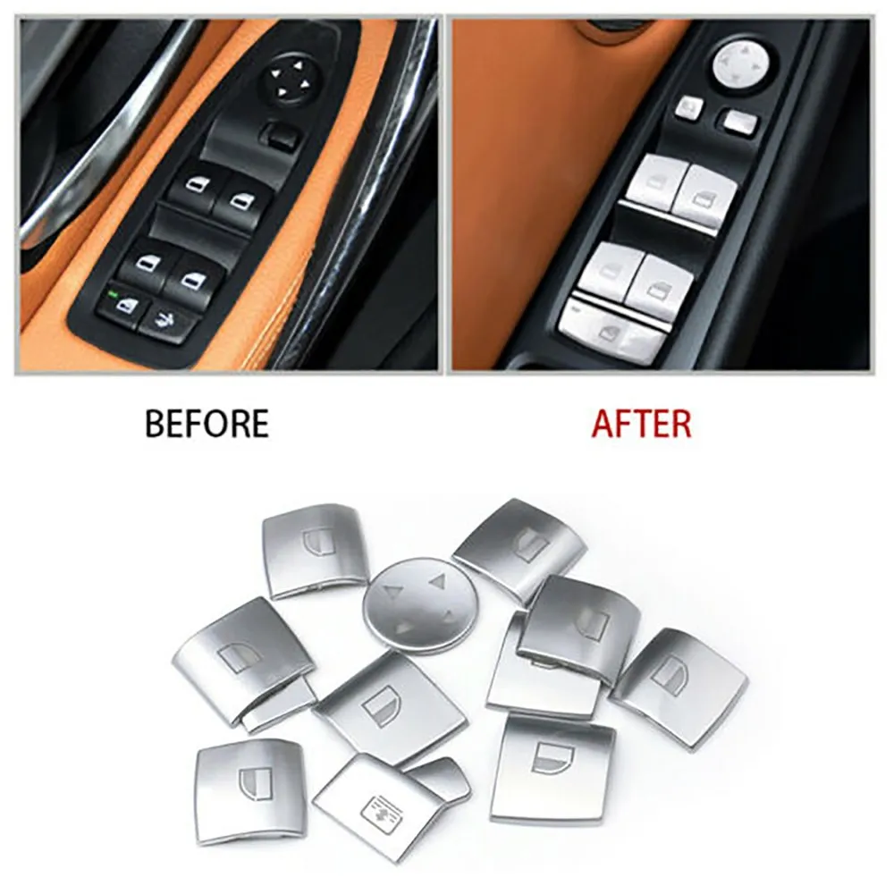 

100% New Lift Switch Button Trim 11pcs ABS Chrome Cover Window Durable