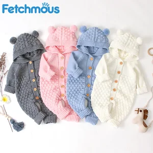 Комбинезон детский трикотажный с длинным рукавом, с мультяшным медведем