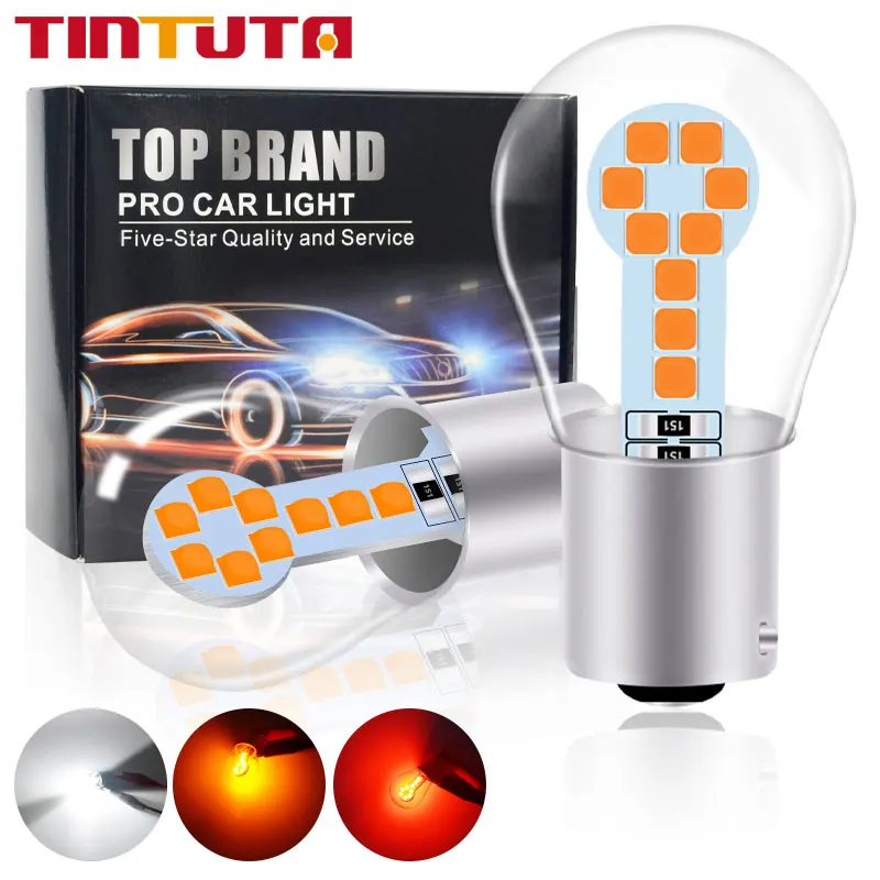 1 шт. S25 1156 P21W BA15S BAY15D P27W 1157 3030 18SMD Автомобильная резервная светильник тормоза поворота лампы CANBUS Дневной светильник