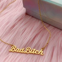 bad bitch nameplate necklace feminist vermeil wildflower co valentines day gift