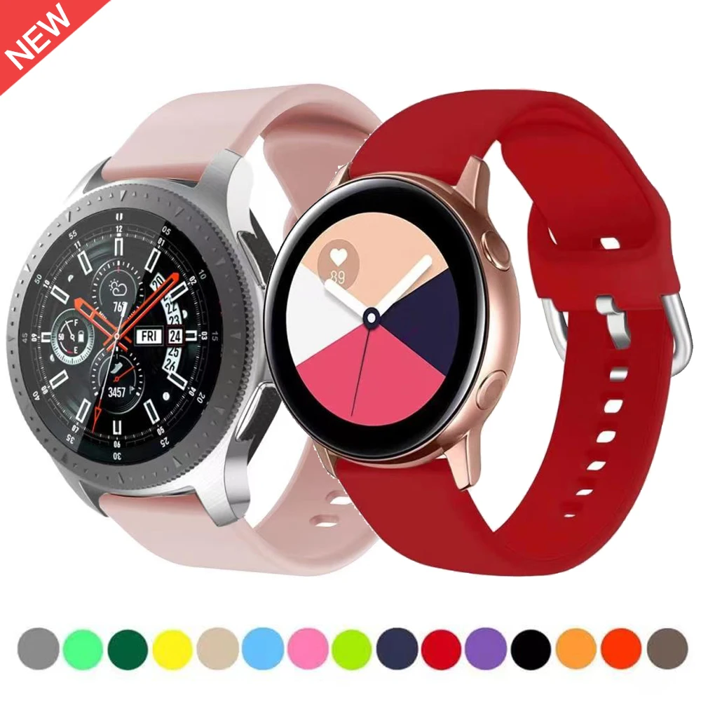 

22mm 20mm Silicone strap for Active 2 42mm Samsung Galaxy Watch 46mm Amazfit GTR Bip Replacement strap for Huawei watch GT GT2