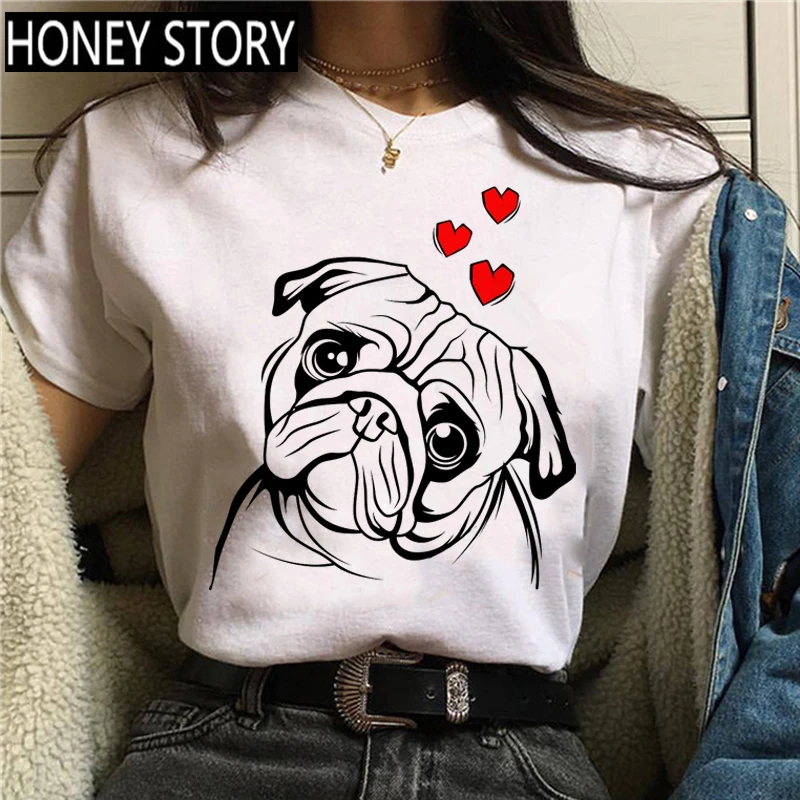 

Women Pug Mom Graphic Kawaii Pug Harajuku Funny Cartoon T-shirt Cute Anime Tshirt Dog Streetwear T Shirt Ullzang Top Tees Female