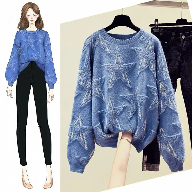 2021 Spring And Autumn New Net Red Lazy Sweater Women Loose Pullover Knitting Bottoming Shirt Long Sleeve Tide | Женская одежда