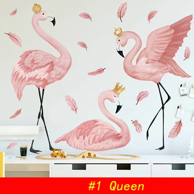 Flamingo Queen Wall Stickers Home Decor Living Room Bedroom Kids Girls Room Nursery Decoration Art Murals Baseboard Vinyl Decals - Цвет: 121X93CM