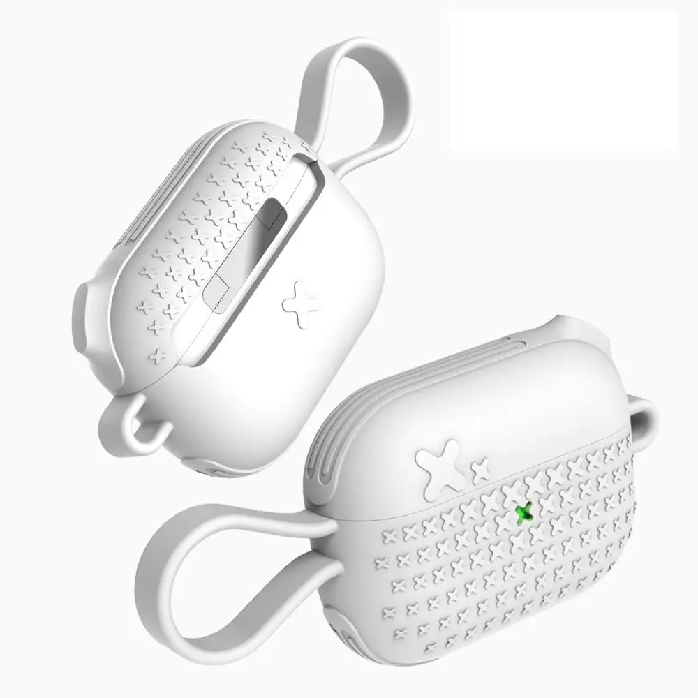 Защитный чехол для наушников AirPods Pro силиконовый с портативным ремешком на