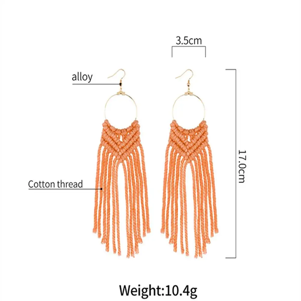 Женские длинные серьги-кольца MANILAI с бахромой хлопковые нитки кисточки богемные