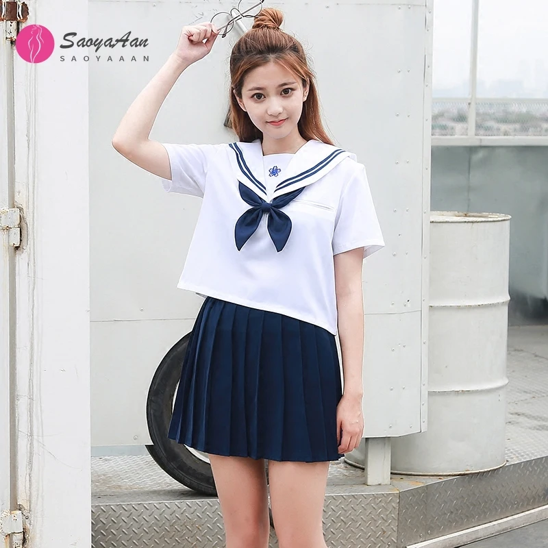 

Japanese JK Sets School Uniform Summer Girls Sakura Embroideried Autumn High School Women Novelty Sailor Suits Uniforms XXL