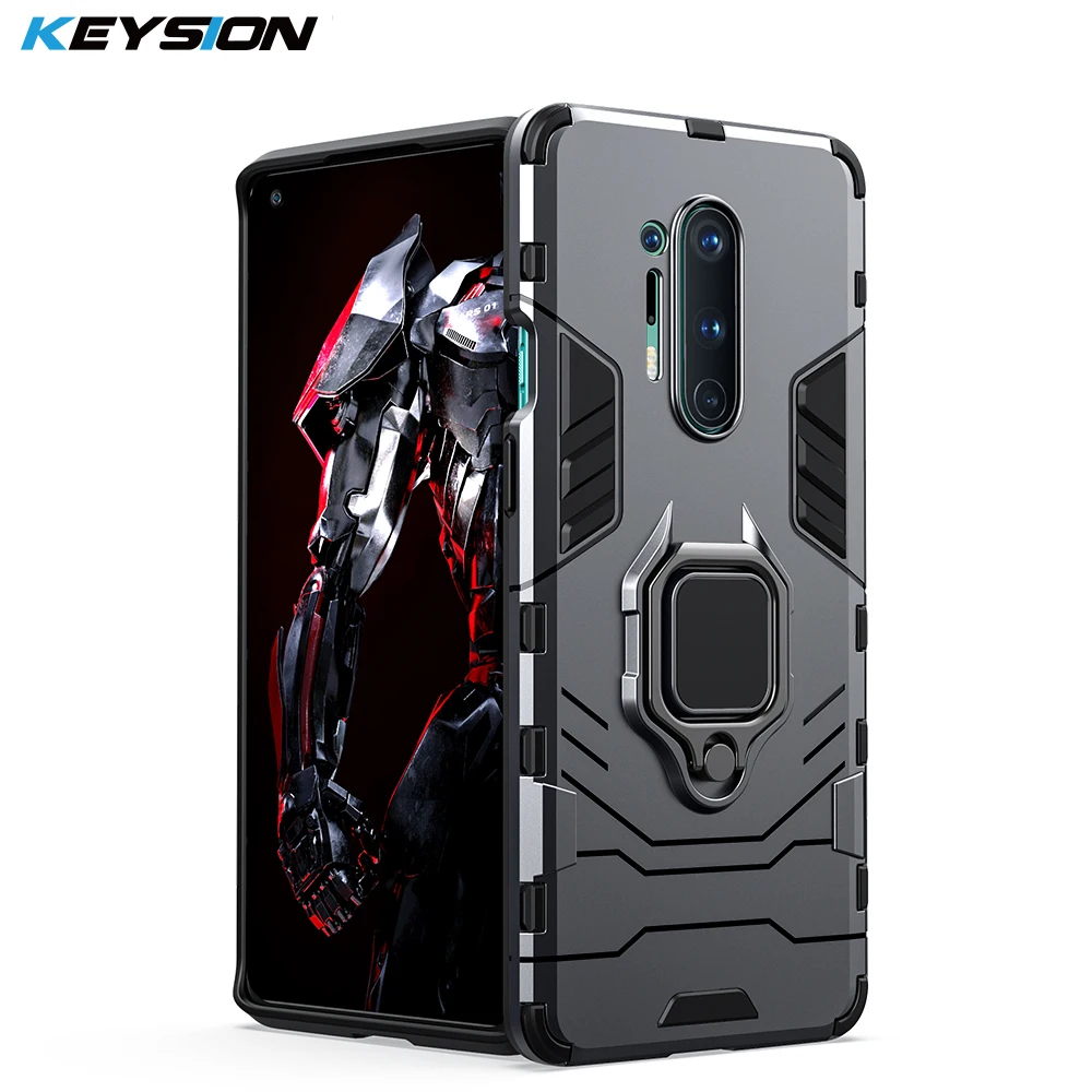 KEYSION Shockproof Armor Case For Oneplus 8 Pro Stand Car Ring Magnetic Back Phone Cover for Oneplus 8 Pro 7 Pro 6T 7T Pro 7T