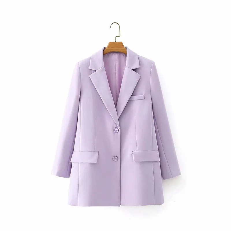 

Women Fashion Office Wear Single Breasted Blazer Coat Vintage Long Sleeve Pockets Female Outerwear Chic Tops