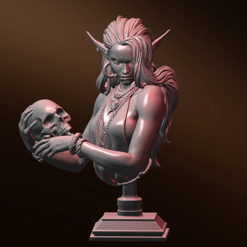 

60mm Resin Model Beautiful Girl Vampire Bust Figure Unpainted No Color RW-017