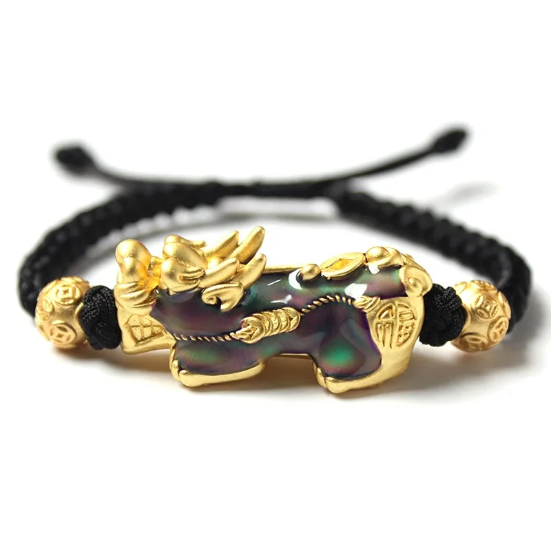 Мужской браслет новый золотой PIXIU мужской с бусинами для пары приносит удачу