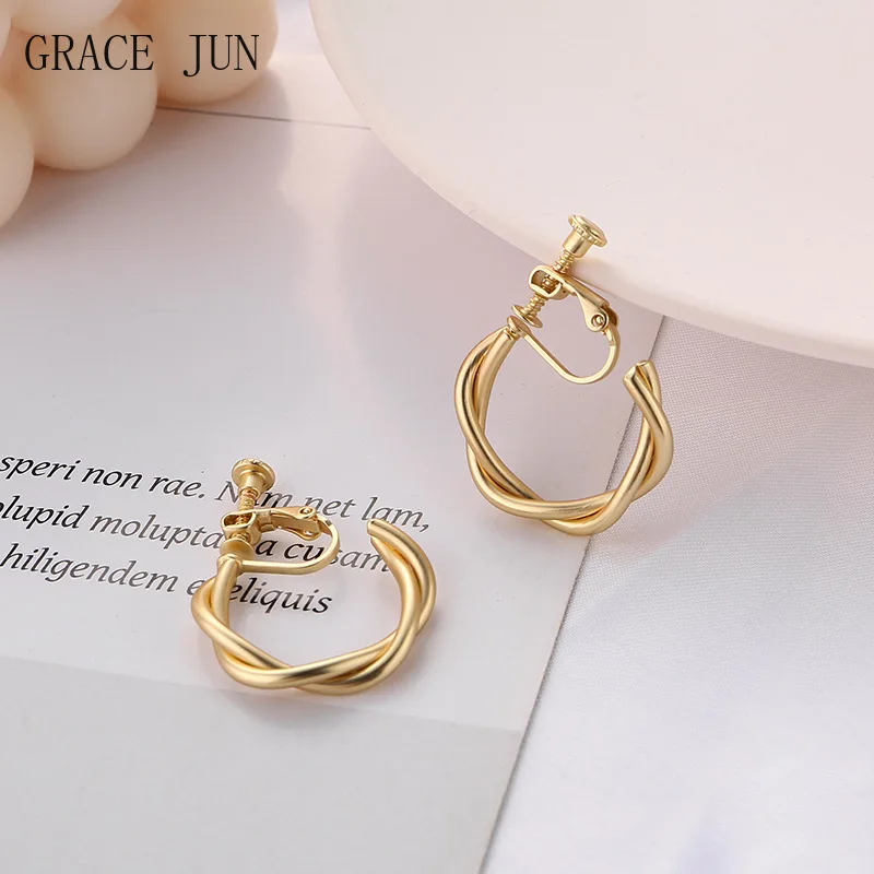 Женские серьги-кольца GRACE JUN модные круглые серьги золотого цвета с