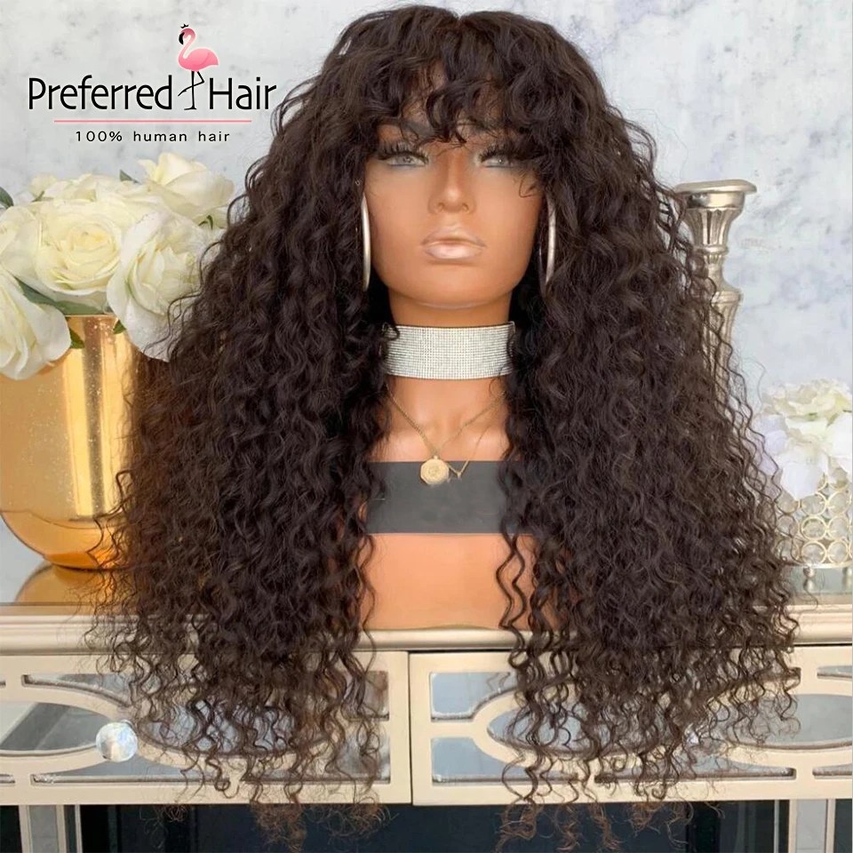 Preferred 250% вьющиеся человеческие волосы высокой плотности парик для черных женщин