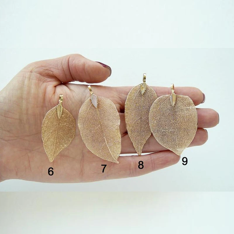 Ожерелье из нержавеющей стали с натуральными листьями подарочное ювелирное