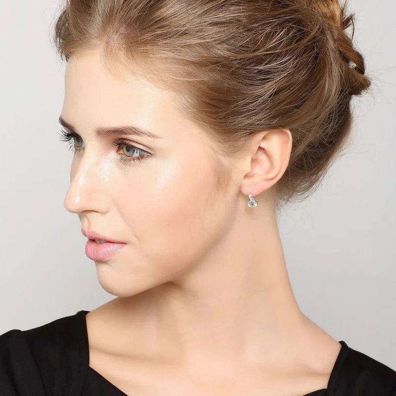 

FNJ Stud Earrings 925 Silver Jewelry Original Pure S925 Sterling Silver Earring for Women White Zircon