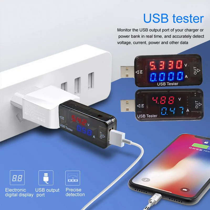 Многофункциональный Амперметр Зарядное устройство USB напряжение Curent тестер