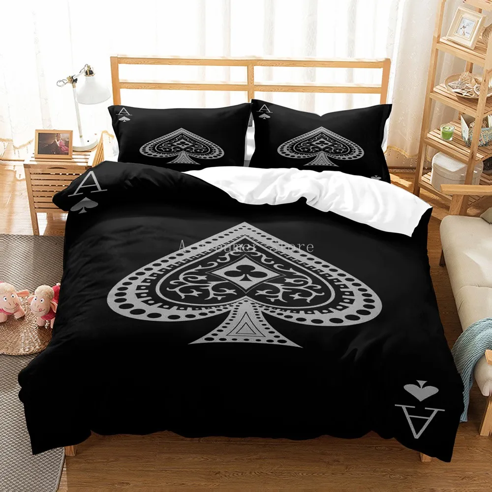 

Gold Playing Card 3d Printed Poker Game Bedding Set Game Duvet Covers Comforter Black Bedclothes Luxury Home Decor