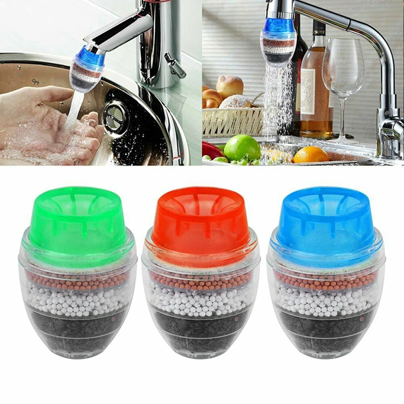 

3pcs Home Kitchen Faucet Fitting Water Filtration Filter Activated Carbon Water Filter Purifier System Multi Layer