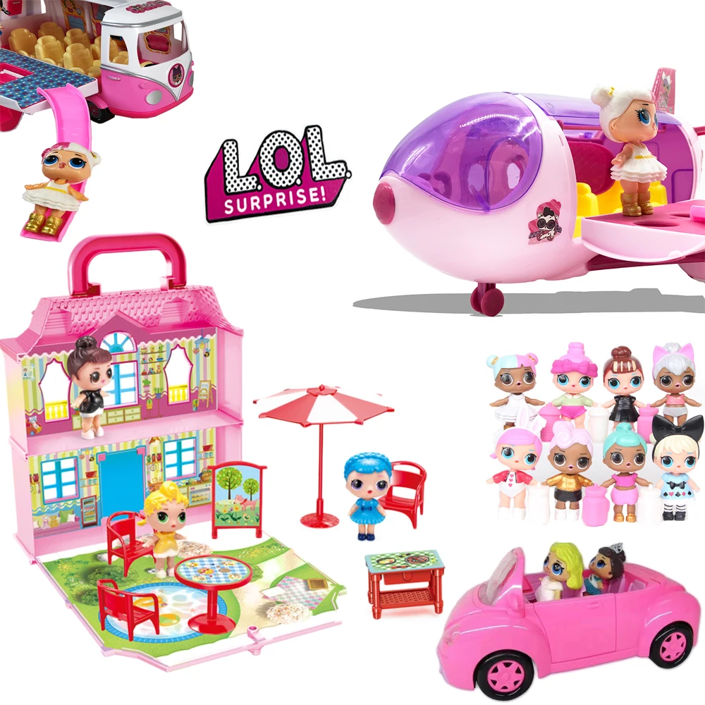 LOL Surprise Dolls Toys Set Family Convertible Car Picnic Car Girls Play House Dolls LOL Toys for Children Birthday Gifts