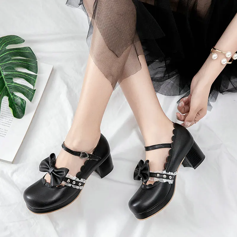 Женские туфли на высоком каблуке розовые больших размеров 34-43 в стиле аниме