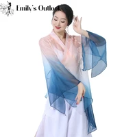 womens tencel dance blouse loose long pant gradient dancer performance show wear classical folk dance costume chinese
