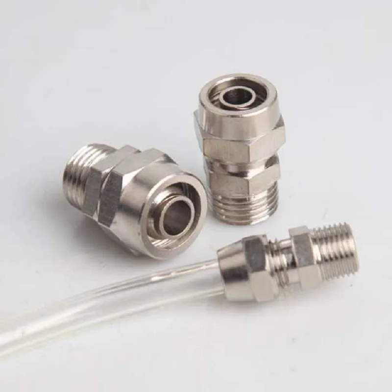 

PC14-02 03 04 Pneumatic Quick Fittings Copper Material Screw Thread Tube 1/4 3/8 1/2 Hose Fast Twist Air Lock Nut Pass-through