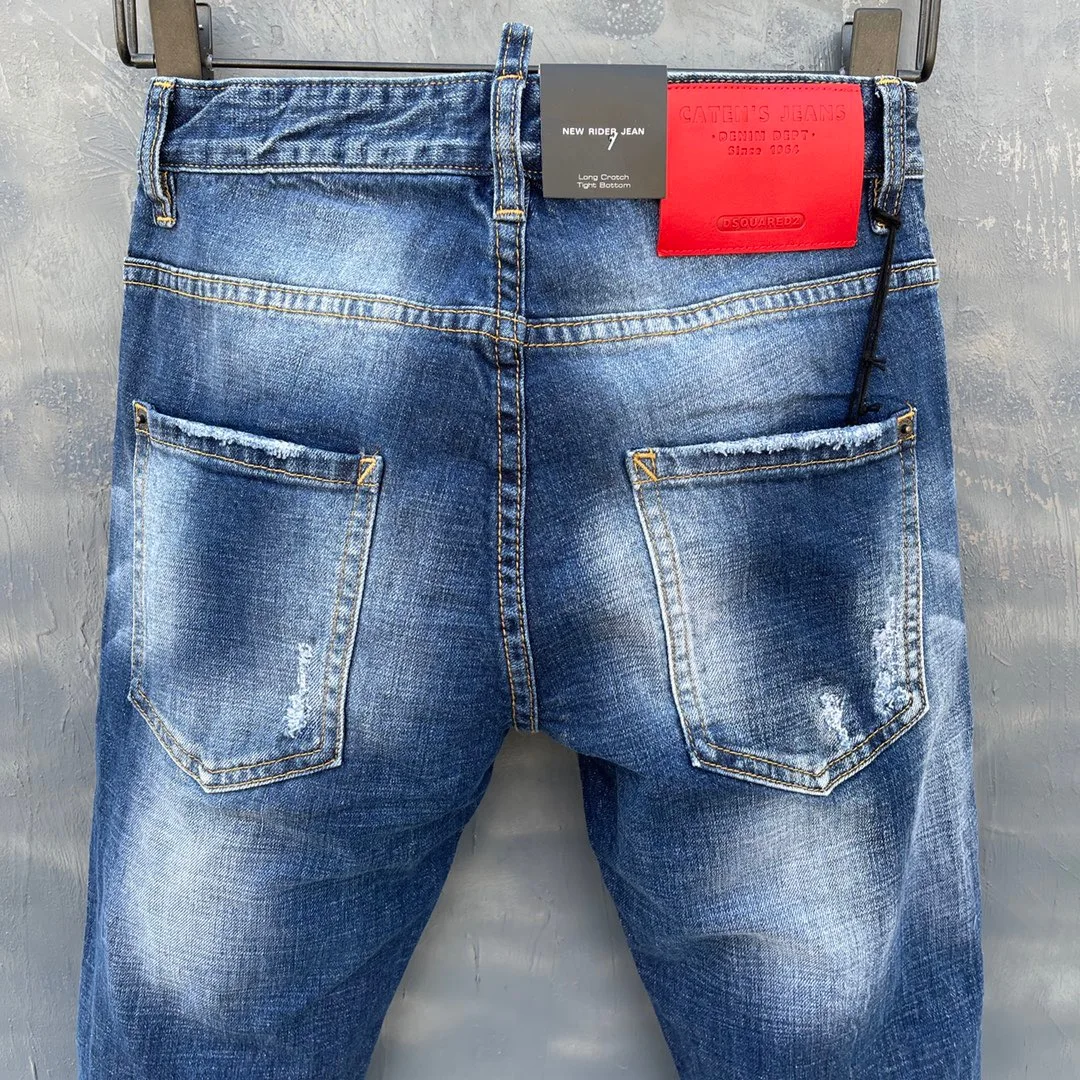 2022 New DSQUARED2 Men's/Women's Jeans Fashion Slim Fit Washed Hole Patches Elastic Simple All-Match Pants 9139