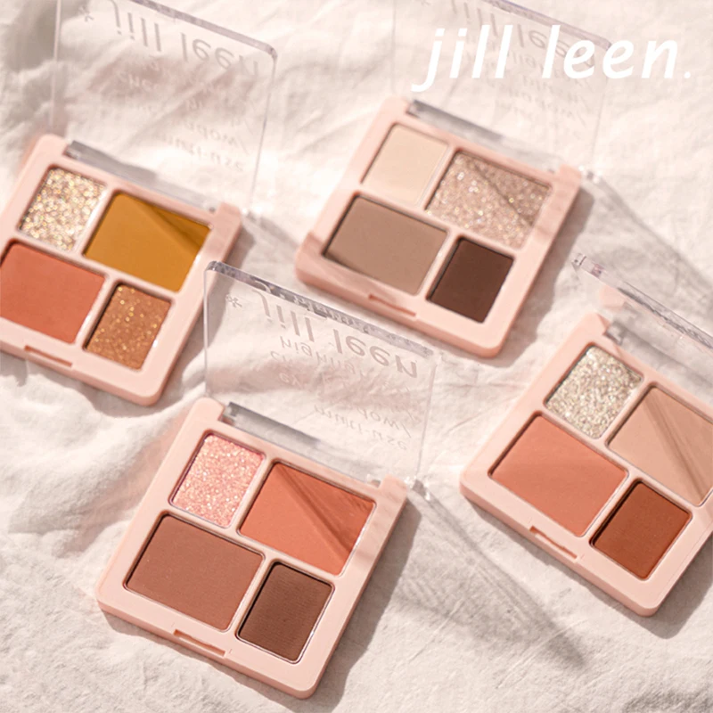 

JILL LEEN, 4 цвета, портативные тени для век, макияж глаз, тени для век, блестящий хайлайтер, мерцающий пигмент, матовые тени для век