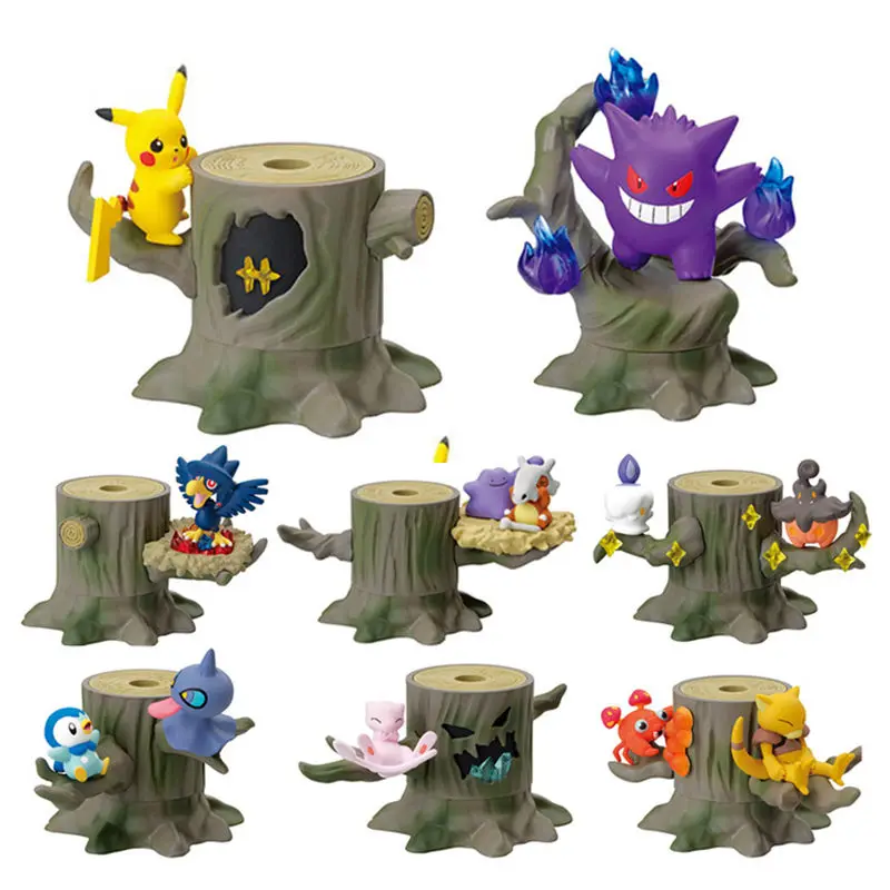 8 шт./компл. аниме Gengar Cubone Abra Mew Murkrow фигурки в лесном дереве Покемоны экшн-фигурки