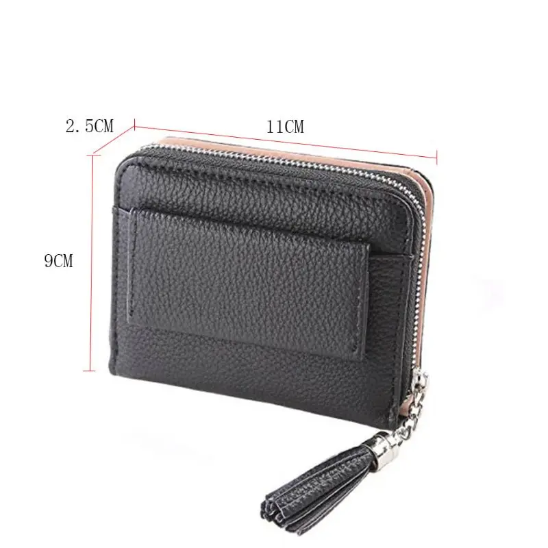 

Women's Short Small Wallet Lady Leather Tassel Coin Zipper Bag Card Holder Money Purse New 2021